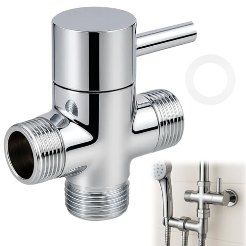 Huybaa Duschumstellventil, Ersatz, T Stück Wasseranschluss, 3-Wege-T-Adapter, Absperrventil für Duschkopfarmumsteller, Umstellventil Ventil Umschalter 1/2 AG zu 1/2 AG (Ventil08) von Huybaa