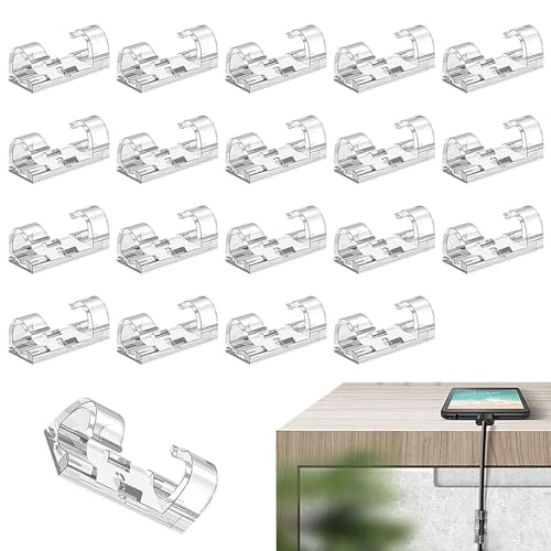 20 Stück große Kabelclips, transparente selbstklebende Kabel-Clips, Kabelmanagement ohne Bohren | Schreibtisch-Kabelorganisation für USB-Kabel, Ethernet-Kabel, Kabel, Ta Kabel 20 Stück große Kabelclips, transparente selbstklebende Kabel-Clips, Kabelmanagement ohne Bohren | Schreibtisch-Kabelorganisation für USB-Kabel, Ethernet-Kabel, Kabel, Ta Kabel von Huyeruie