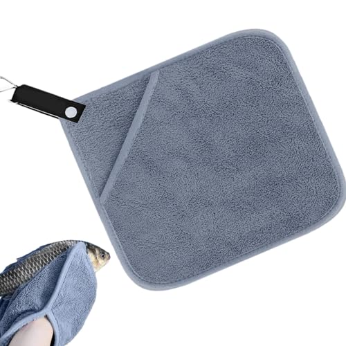 Fischerhandtuch mit Clip, Mikrofaser-Angelhandtuch - doppellagige Fischerhandtücher,Tragbare Mikrofaser-Fischtücher mit Clips zum Reinigen der Angelausrüstung oder der Hände von Huyeruie