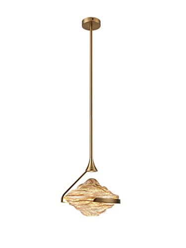 Deckenleuchten, LED-Glas-Einzelhänge-Pendelleuchte, verstellbare Stangenlampen, Decken-Pendelleuchte, Antik-Gold-Kronleuchter, für den Innenbereich, moderne große Pendelleuchte für Schlafzimmer, Essz von HvKvHvY