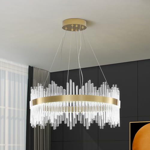 HvKvHvY Moderner Kristall-Kronleuchter, Unterputz-Kronleuchter, LED-Gold-Pendelleuchte, Deckenleuchte, Hängelampe für Küche, Wohnzimmer, Schlafzimmer, Flur, Treppe von HvKvHvY
