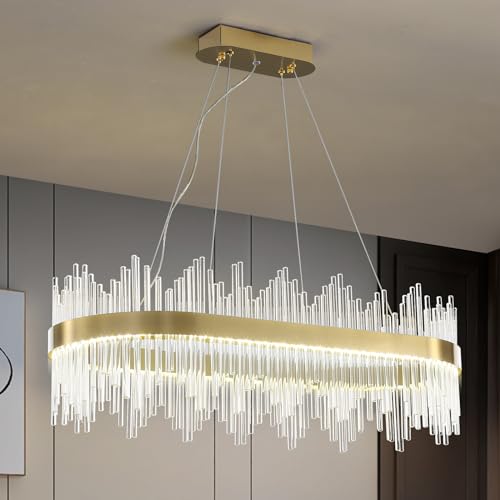 HvKvHvY Moderner Kristall-Kronleuchter, Unterputz-Kronleuchter, LED-Gold-Pendelleuchte, Deckenleuchte, Hängelampe für Küche, Wohnzimmer, Schlafzimmer, Flur, Treppe von HvKvHvY