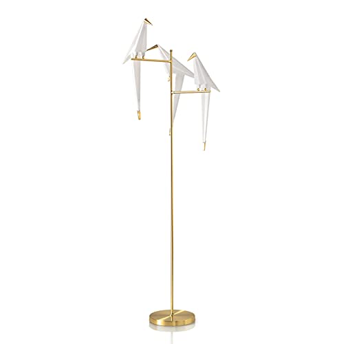 HvKvHvY Stehlampen für Wohnzimmer, Kunst-Stehlampe, nordische kreative LED-Papierkranich-Vogel-PVC-Lampenschirm-Hardware, Lampenkörper, 3 Papierkräne, stehende Stehlampe (drei Köpfe) von HvKvHvY