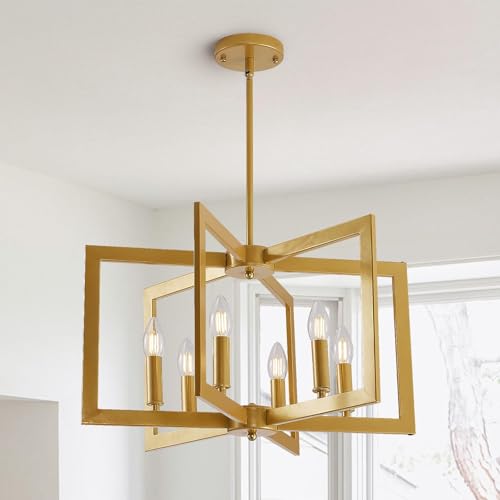 HvKvHvY Vintage Lampenschirm HäNgelampe,E14 Geometrische Bauernhaus HäNgeleuchte 6-Licht Industrielle Metall Deckenleuchten Wohnzimmer FüR KüCheninsel Flur Esszimmer Eingang (Gold) von HvKvHvY