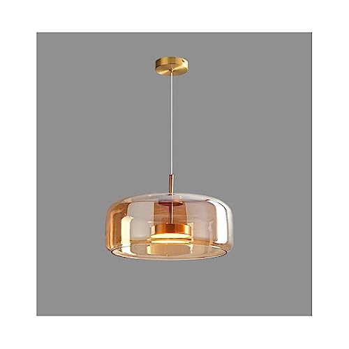 Lighting Moderne Glaskugel-Hängeleuchte, 1-flammig, rauchgraue Pendelleuchte, Gold, verstellbare Mid-Century-Leuchte für den Innenbereich, Schlafzimmer, Bar, Esszimmer (Farbe: 3LB, Größe: Kaltweiß) von HvKvHvY