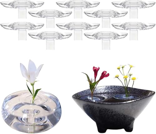 Hvjwfu 2025 Creative Floating Floral Arrangement Holder, Schwimmender Blumenhalter, DIY-Transparent Acryl Blumenschale Stielhalter, mit zusätzlicher Stabilität und Auftrieb-L||10pcs von Hvjwfu