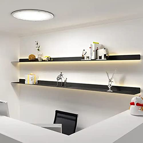 Schwebende Wandregale,doppelseitiges Wandregal aus Aluminium mit warmem LED-Licht für Pflanzenregal oder Bücherregal (Farbe: Gold,Größe: 120 cm) von HwZeQr