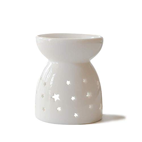 HwaGui Duftlampe Keramik Weiß Ölbrenner Ausgehöhlter Sternentwurf Aromalampe für Spa Entspannung von HwaGui