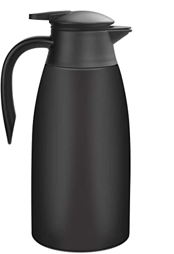 HwaGui Thermoskannen 2L Edelstahl Isolierkanne mit Quick Tip Verschluss Kaffeekanne Doppelwandige Vakuum Kanne für Tee und Kaffee, Schwarz von HwaGui