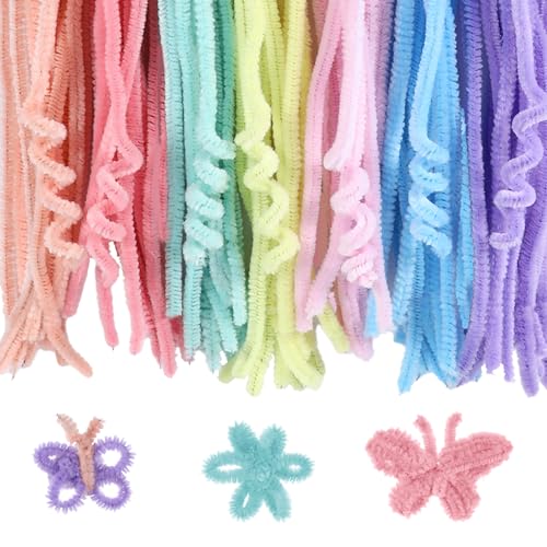 200 Stück Pfeifenreiniger Pastell 30cm, Pfeifenputzer zum Basteln,Chenilledraht Biegeplüsch Kunst, Pfeifenreiniger zum Basteln für Kinder Bastelprojekte und Dekorationen, Macaron Farben von HweeWanX