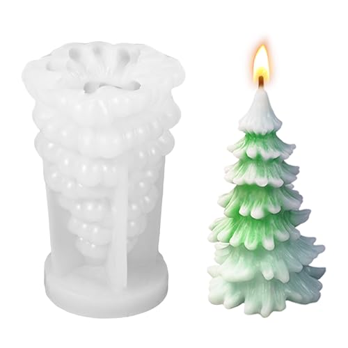 Silikonform Weihnachten 3D Weihnachtsbaum Kerzenform, Silikonformen Gießformen Weihnachtsbaum DIY, Silikonformen Gießformen Tannenbaum, Gießform Tannenbaum 10.8x7cm（Modell D） von HweeWanX