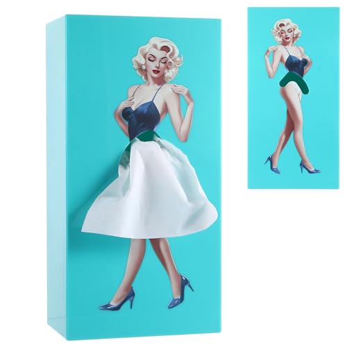 Taschentuchbox mit Fliegendem Rock, Retro Mädchen Kosmetiktücher Box, Kreative Rock Tissue Box, Dekorativer Taschentuchhalter Geeignet für Wohnzimmer, Schlafzimmer, Büro (Blau) von HweeWanX