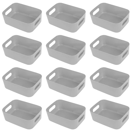 Hwtcjx 12er Set Aufbewahrungsbox, Aufbewahrungsboxen aus Kunststoff für Haushalt, Praktischer Aufbewahrungskiste Aufbewahrungskorb für Schrank, Küche, Bad, 15.5x11x5.5cm (Grau) von Hwtcjx
