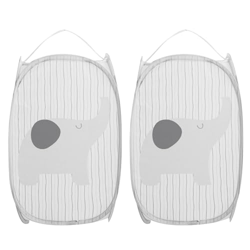 Hwtcjx Faltbarer Wäschekorb 2 Stück, Pop-up Wäschekorb Klappbar mit Mesh 30x30x50cm, Laundry Baskets mit Griffen Faltbarer Stoffkorb Pfandflaschen Sammelbehälter (Grau) von Hwtcjx