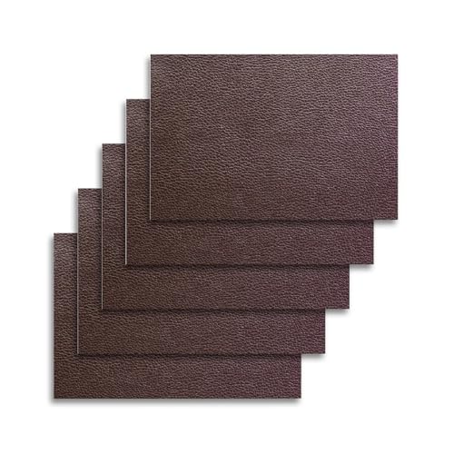 Hwtcjx 5 Stück Kunstleder, Kunstleder Selbstklebend, Lederflicken Selbstklebend, Leder Reparatur Selbstklebend, Leder Selbstklebend, für Autositze, Sofas, Möbel Leder Reparatur, 30x20cm, Braun von Hwtcjx