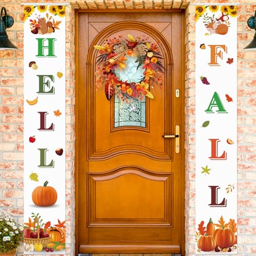 Hallo Fall Banner Veranda Schild, 180 x 30,5 cm Herbst Party Tür hängende Party Banner für Thanksgiving Party Home Outdoor Dekoration Supplies Hallo Fall Banner Veranda Schild, 180 x 30,5 cm Herbst Party Tür hängende Party Banner für Thanksgiving Party Home Outdoor Dekoration Supplies von Hxezoc
