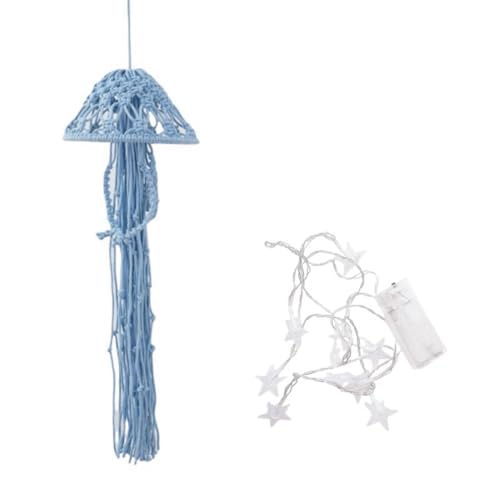 Hxhsgmeh Boho Makramee, Handgefertigt, Gewebtes Ornament mit Lichterkette, Quallen- zum Aufhängen, Dekoration D von Hxhsgmeh