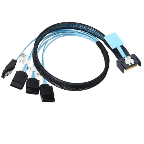 Hxhsgmeh SlimSAS 8654 MCIO 4I 38pin auf 4x SATA Kabel PCIE5.0 PCI-E Server Datenverbindung Verlängerungskabel Hochgeschwindigkeits-PCIE5.0 PCI-E Server Datenverbindungskabel Verlängerungsdraht 1M von Hxhsgmeh
