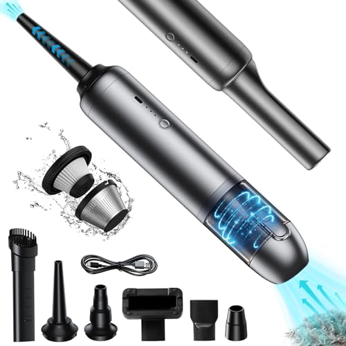 HyAdierTech Handstaubsauger Akku, Handstaubsauger Auto Staubsauger kabellos 16000Pa, Autostaubsauger Schnurlos Wiederaufladbar mit USB-C Schnellladung, Tragbarer Handstaubsauger für Auto/Haus/Tastatur von HyAdierTech