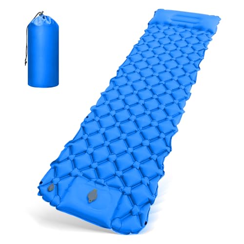 HyAdierTech Isomatte Camping Selbstaufblasbare,Selbstaufblasende Luftmatratze,Ultraleicht Isomatte Camping, Matratze mit Kleines Packmaß, Schlafmatte mit Kissen für Wandern Bikepacking von HyAdierTech