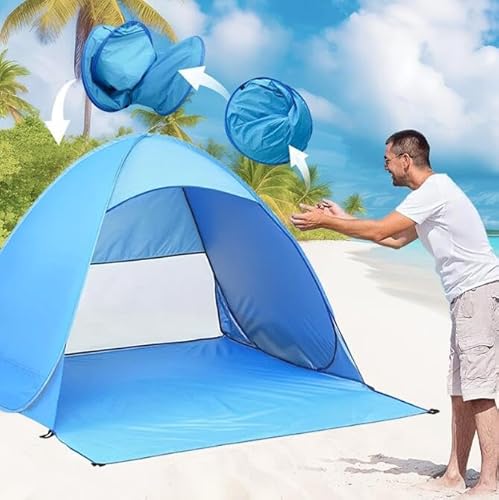 HyAdierTech Strandmuschel Pop Up, Strandzelt UV Schutz UPF 50+ für 2-3 Personen, Tragbar Extra Light Strandzelt für Garten Familie Strand Wanderausflug von HyAdierTech