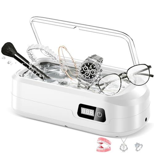 HyAdierTech Ultraschallreinigungsgerät Brille, 49KHz Hochfrequenz Ultraschallreiniger Professioneller mit 4 Modi, 600ml Sonic Cleaner mit digitalem Timer für Brillen, Ringe, Fingerringe, Zahnersatz von HyAdierTech