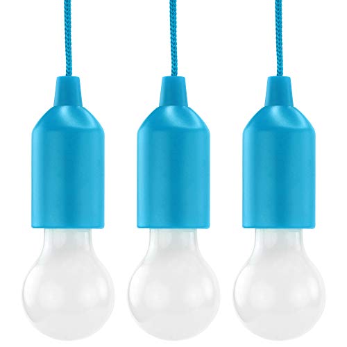 HyCell Pull Light 3er Set mit Zugschalter inkl. AAA Batterien - Tragbare LED Lampe warmweiß - Mobile Leuchte ideal für Garten Schuppen Zelt Camping Dachboden Kleiderschrank oder Party Dekoration von HyCell