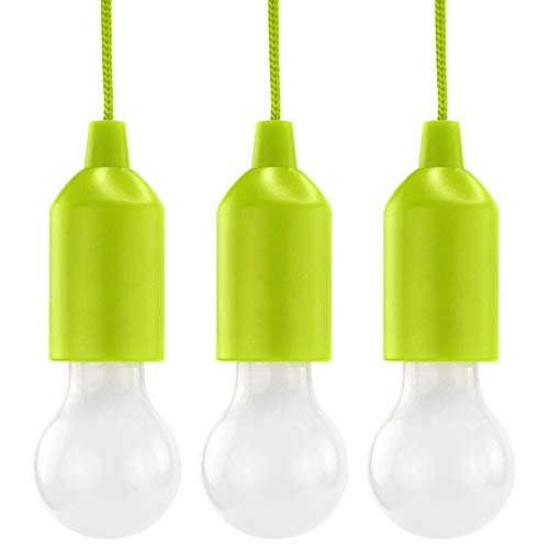 HyCell Pull Light 3er Set mit Zugschalter inkl. AAA Batterien - tragbare LED Lampe warmweiß - Mobile Leuchte ideal für Garten Schuppen Zelt Camping Dachboden Kleiderschrank oder Party Dekoration von HyCell