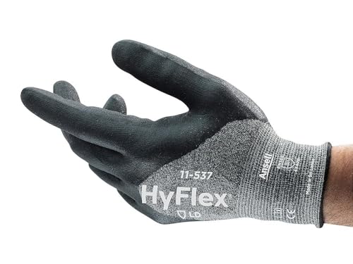 Ansell HyFlex 11-537 Schnittschutz-Handschuhe, Mechanikschutz, Grau, Größe 11 (12 Paar) von Ansell