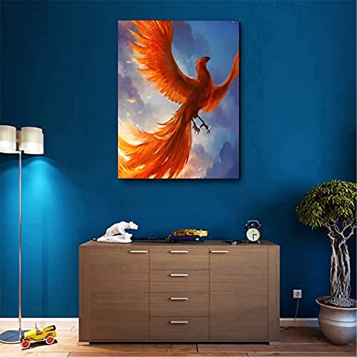 DIY 5D Diamond Painting Set Cartoon Feuer Phoenix 50x70cm Malen nach Zahlen Diamant, Diamant Painting Bilder Kinder, Geschenk für Erwachsene Kinder, Leinwand Stickerei Crafts für Home Wand Decor von Hyanun