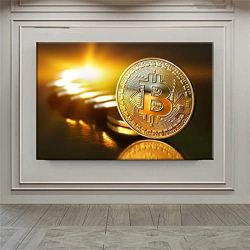 Hyanun DIY 5D Diamond Painting Vollbohrer Kit, Gloden Bitcoin 30x40cm Malen nach Zahlen Diamant,Diamant Painting Bilder Kinder,Geschenk für Erwachsene Kinder,Stickerei Crafts für Wand Decor von Hyanun