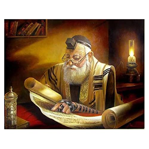 Hyanun DIY 5D Diamond Painting Vollbohrer Kit, Rabbiner lesen 30x40cm Malen nach Zahlen Diamant,Diamant Painting Bilder Kinder,Geschenk für Erwachsene Kinder,Stickerei Crafts für Wand Decor von Hyanun