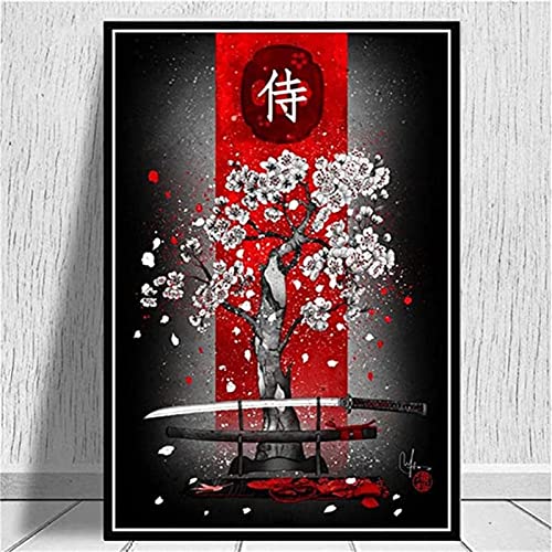 Hyanun DIY 5D Diamond Painting Vollbohrer Kit, Samurai Baum 80x100cm Malen nach Zahlen Diamant,Diamant Painting Bilder Kinder,Geschenk für Erwachsene Kinder,Stickerei Crafts für Wand Decor von Hyanun