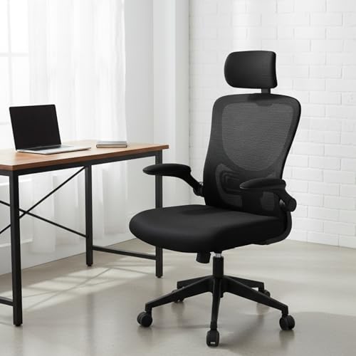 HYATTO OFFICE - Ergonomischer Bürostuhl Schwarz - Hohe Rückenlehne Mesh-Design mit verstellbarer Lendenwirbelstütze, Höhenverstellung, Kopfstütze verstellbar, Neigungsfunktion Executive Manager von Hyatto Home