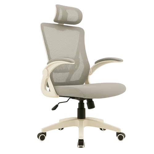 HYATTO OFFICE - Ergonomischer Bürostuhl Weiß/Grau - Hohe Rückenlehne Mesh-Design mit Lendenwirbelstütze, Höhenverstellung, verstellbare Kopfstütze, Neigungsfunktion, Chef-Manager-Schreibtischstuhl für HYATTO OFFICE - Ergonomischer Bürostuhl Weiß/Grau - Hohe Rückenlehne Mesh-Design mit Lendenwirbelstütze, Höhenverstellung, verstellbare Kopfstütze, Neigungsfunktion, Chef-Manager-Schreibtischstuhl für von Hyatto Home