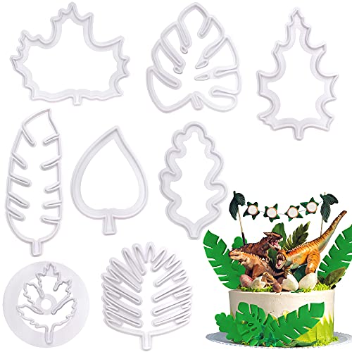 8 Stück Tropical Leaf Icing Ausstecher Formen Set für Kuchen Dekorieren Mini Kunststoff Fondant Icing Form DIY Backwerkzeug von Hyber&Cara