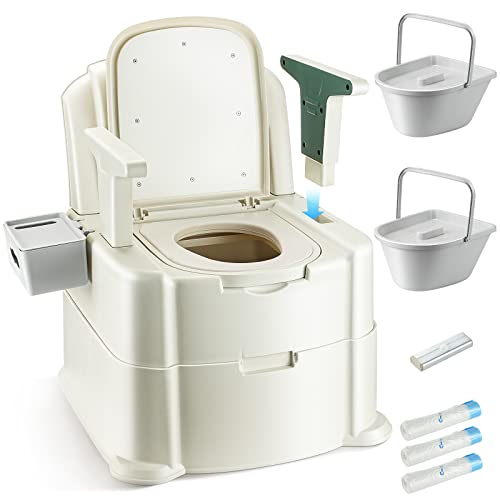 Hybodies Bedside Commode, Portable Toilet for Adults, Commode Chair for Toilet with Arms, Height Adjustable, 2 Toilets and Induction Night Light, Potty Chair for Elderly and Disabled von Hybodies