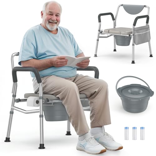 Hybodies Heavy Duty Bariatric Commode, 4-in-1 Tragbare Nachtkommode oder Über-Toilettenstuhl, extra breit | Höhenverstellbar | Leicht zu reinigen, Handicap Toilettenstuhl für ältere Menschen mit Hybodies Heavy Duty Bariatric Commode, 4-in-1 Tragbare Nachtkommode oder Über-Toilettenstuhl, extra breit | Höhenverstellbar | Leicht zu reinigen, Handicap Toilettenstuhl für ältere Menschen mit von Hybodies
