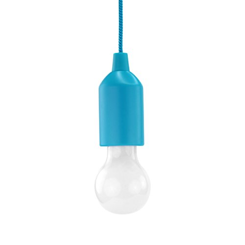 HyCell Pull Light in blau mit Zugschalter inkl. AAA Batterien - tragbare LED Lampe warmweiß - mobile Leuchte ideal für Garten Schuppen Zelt Camping Dachboden Kleiderschrank oder Party Dekoration von HyCell