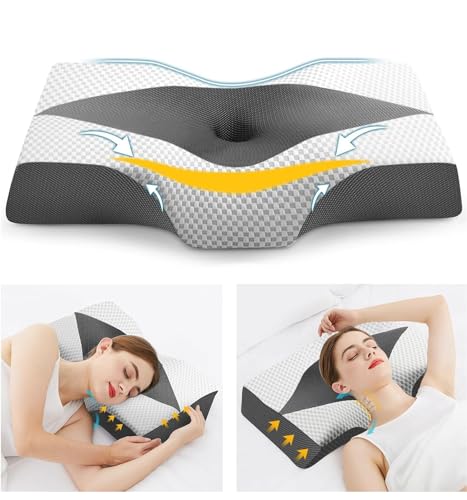 Hydomi Orthopädisches Kissen, Nackenstützkissen, Kopfkissen Nackenschmerzen, Ergonomisches Schlafkissen Memory Foam Kissen für Seite schlafen, Rücken schlafen, Verbessern Sie die Schlafqualität von Hydomi