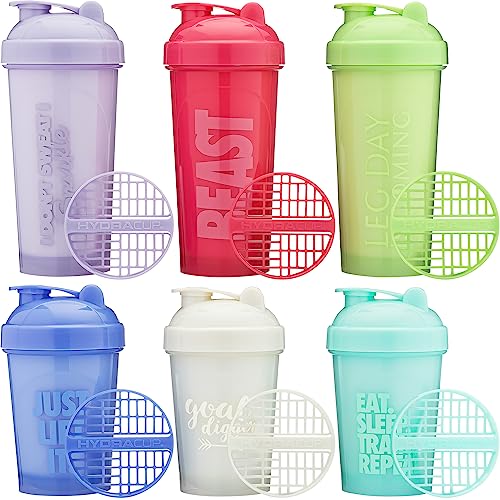 Hydra Cup OG Logo Shaker-Flaschen für Protein-Shakes, Shaker-Becher mit Kugel-Mixer-Schneebesen, für unterwegs, BPA-frei, leuchtende Farben, 6 Stück von Hydra Cup