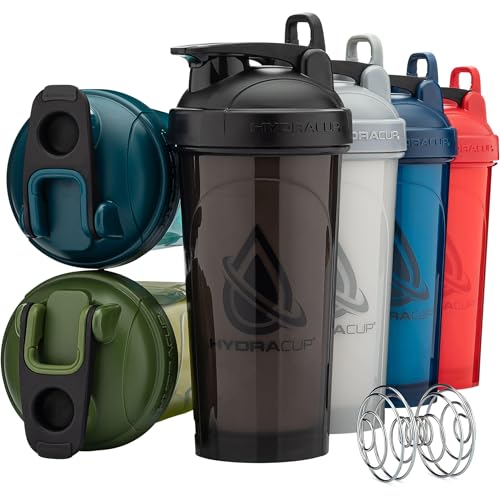 Hydra Cup ProFlow Shaker-Flaschen für Protein-Shakes, Shaker-Becher mit Kugel, Schneebesen, Shaker-Flasche mit Griff, für unterwegs, BPA-frei, 6 Stück von Hydra Cup