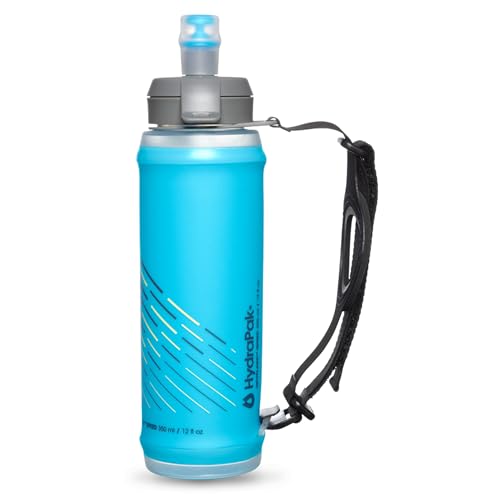 HydraPak Skyflask Speed (500 mL) Faltbare Wasserflasche, Weiche Flasche mit ein Daumengriff, Auslauf sichere Kappe, Blau von HydraPak