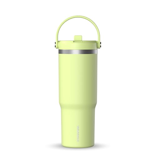 Hydrapeak Nomad Trinkbecher mit Griff und Trinkhalm-Deckel, auslaufsicher, doppelt isoliert, 950 ml, Edelstahl, Gelb (Citrus) von Hydrapeak