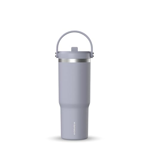 Hydrapeak Nomad Trinkbecher mit Griff und Trinkhalm-Deckel, auslaufsicher, doppelt isoliert, 950 ml, Edelstahl, Grau (Lilac Haze) von Hydrapeak
