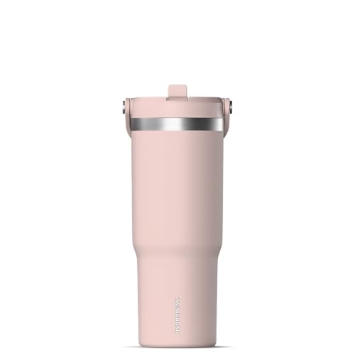 Hydrapeak Nomad Trinkbecher mit Griff und Trinkhalm-Deckel, auslaufsicher, doppelt isoliert, 950 ml, Edelstahl, Rosa (Whisper Pink) von Hydrapeak