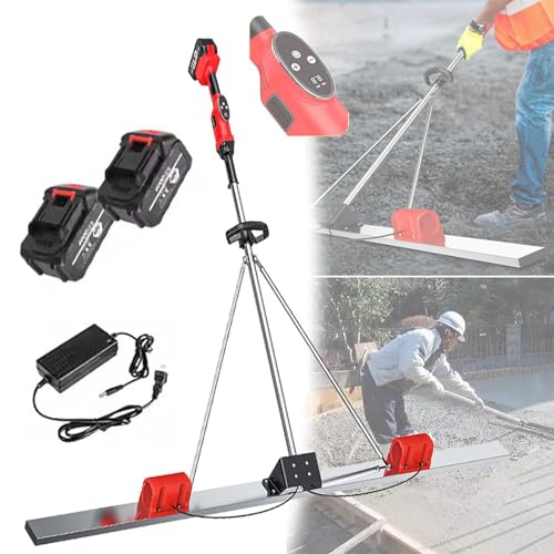 Hydravex Kabelloses Estrich-Vibrationsset, elektrisches Estrich-Vibrationswerkzeug mit Doppelfrequenz-Vibration und 9-Gang-Einstellung und 6000-mA-Akku, Estrich mit glatter Oberfläche,1.8M-2Battery von Hydravex