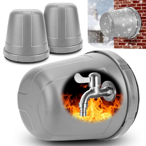 Hydream 2 Stück Thermoschutz für Garten-Wasserhahn, Verdickung Außen Wasserhahn Abdeckung Frostschutz kältebeständig Wasserhähne Abdeckungen, Kunststoff Winterfester Wasserdicht für Spigot Cover-Grau von Hydream