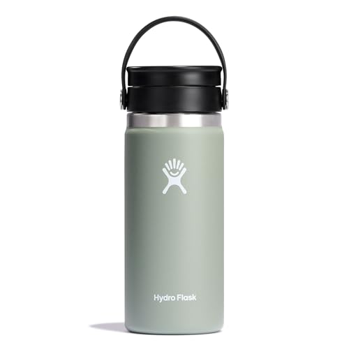 HYDRO FLASK - Reise-Thermos 473ml (16 oz) - Vakuumisolierter Edelstahl-Thermos - Auslaufsicher Flex-Trinkdeckel - Thermos für Kaffee - Größe Öffnung - Agave von Hydro Flask
