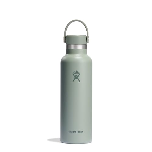 HYDRO FLASK - Standard Mouth Trinkflasche 621ml (21oz) - Isolierte Wasserflasche aus Edelstahl - Sportflasche mit auslaufsicherem Flex Deckel & Gurt - Thermoflasche Spülmaschinenfest - Agave von Hydro Flask